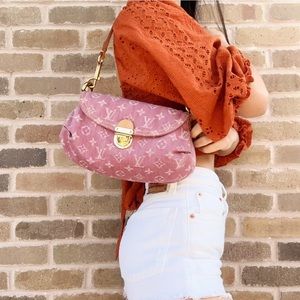 Louis Vuitton Mini Pleaty Fuchsia Pink Monogram Denim Shoulder Bag